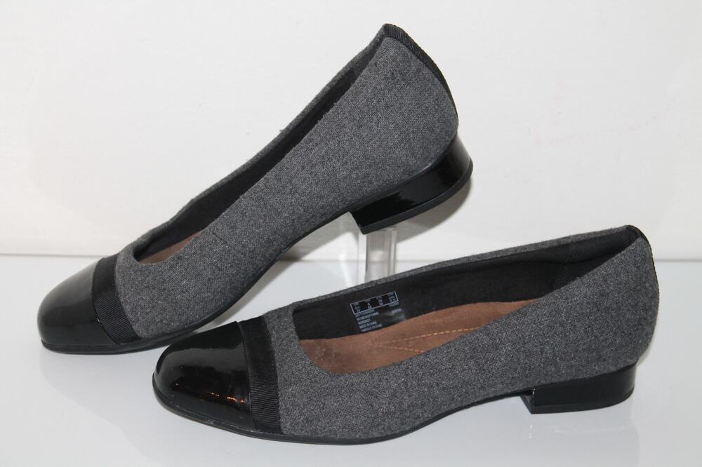 Clarks Juliet Monte Flat Casual Shoes, 2611153, Gray/Blk, Leather, Womens Size 8